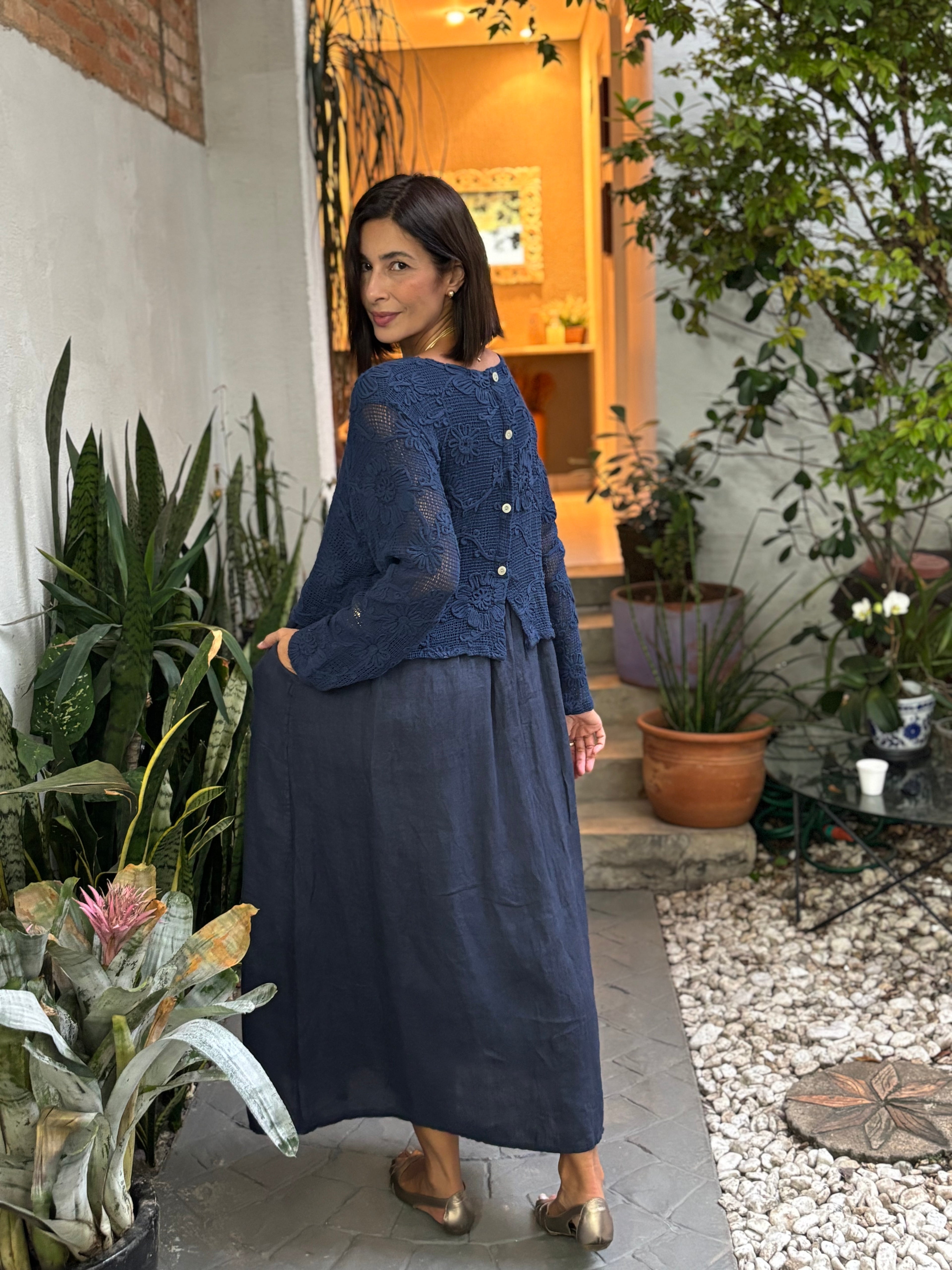 VESTIDO INES BLU SCURO