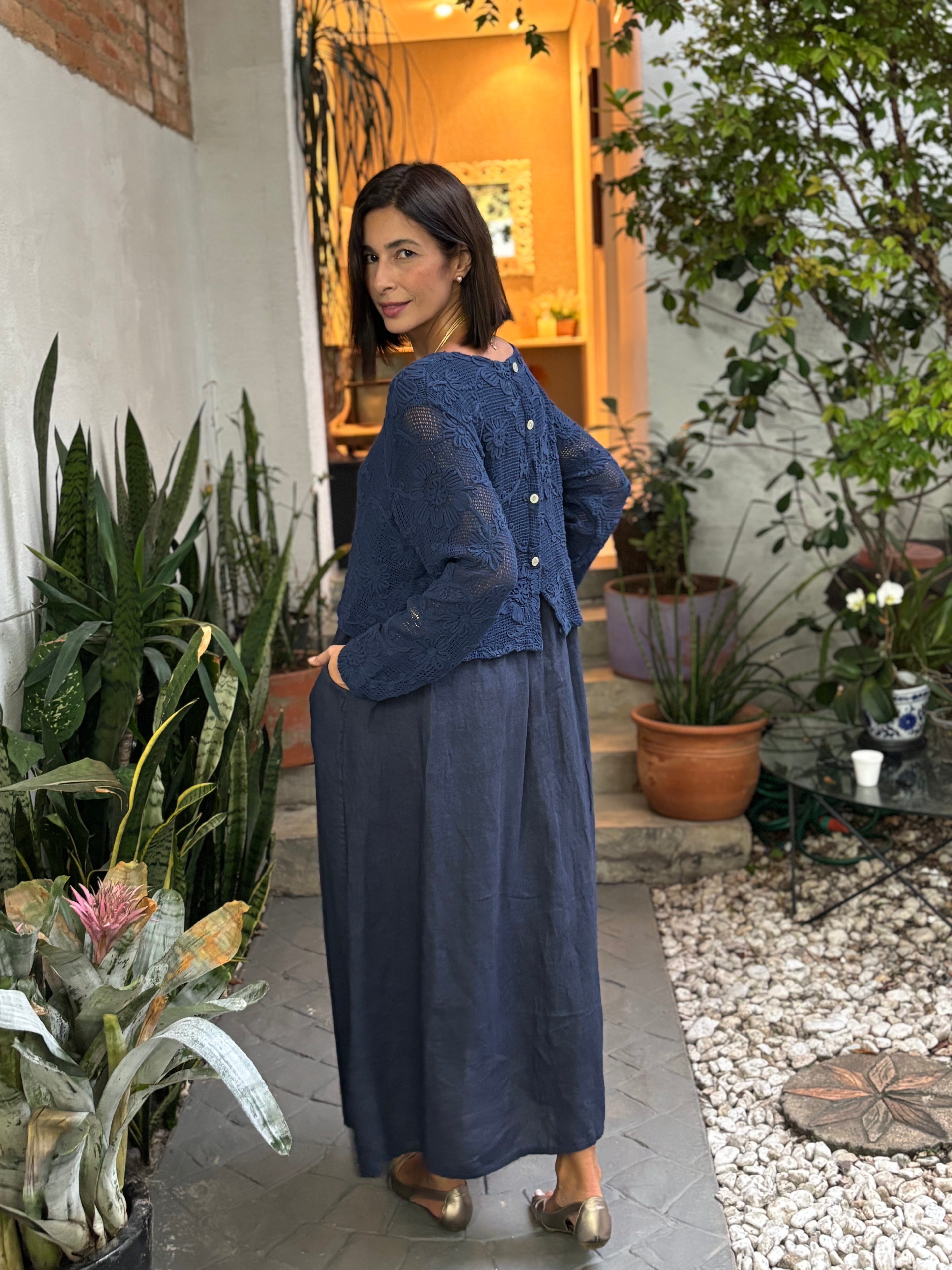 VESTIDO INES BLU SCURO