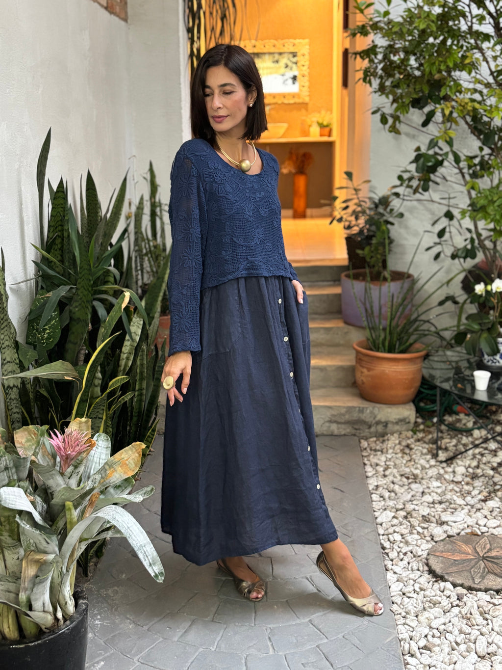 VESTIDO INES BLU SCURO