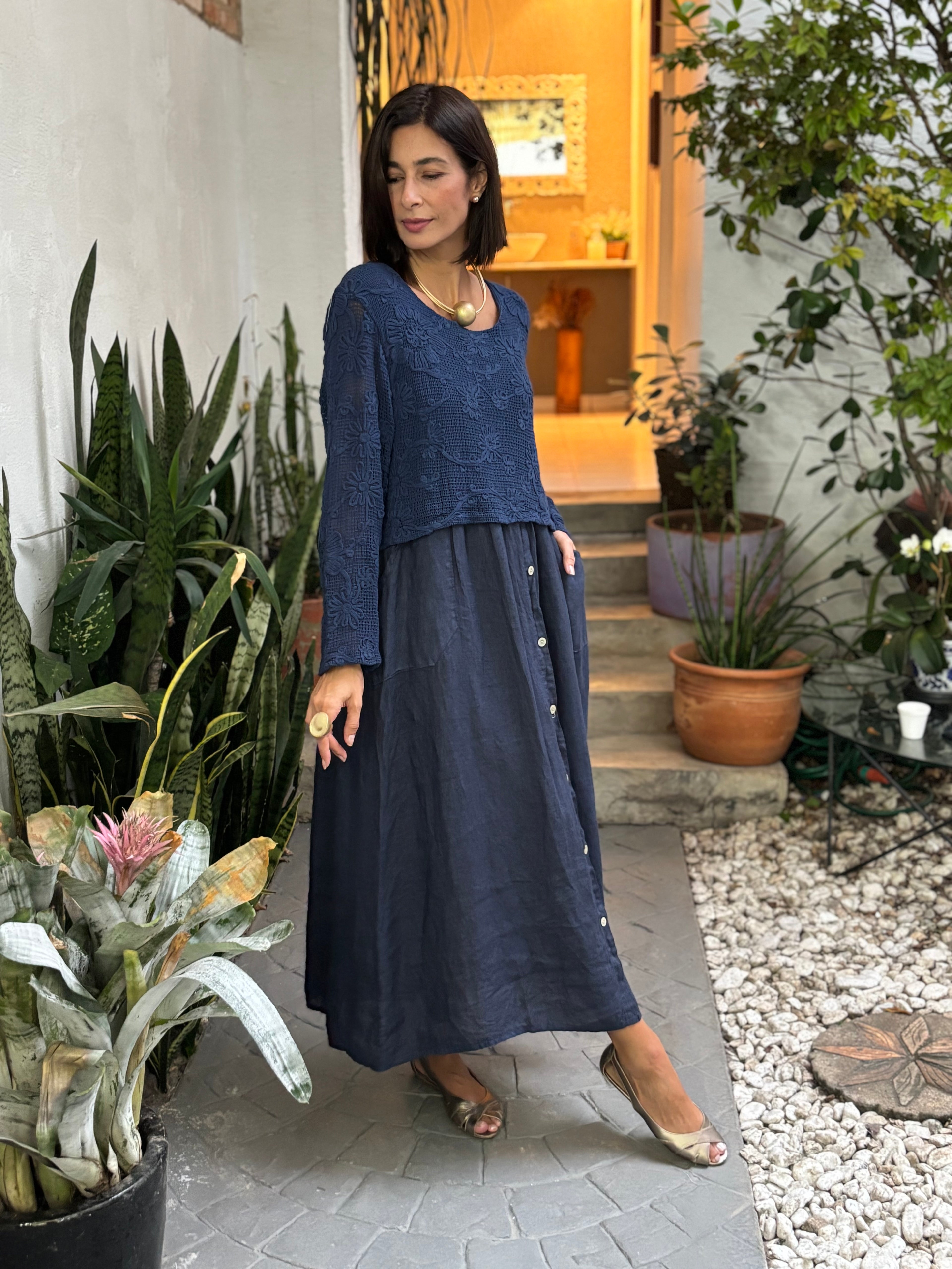 VESTIDO INES BLU SCURO
