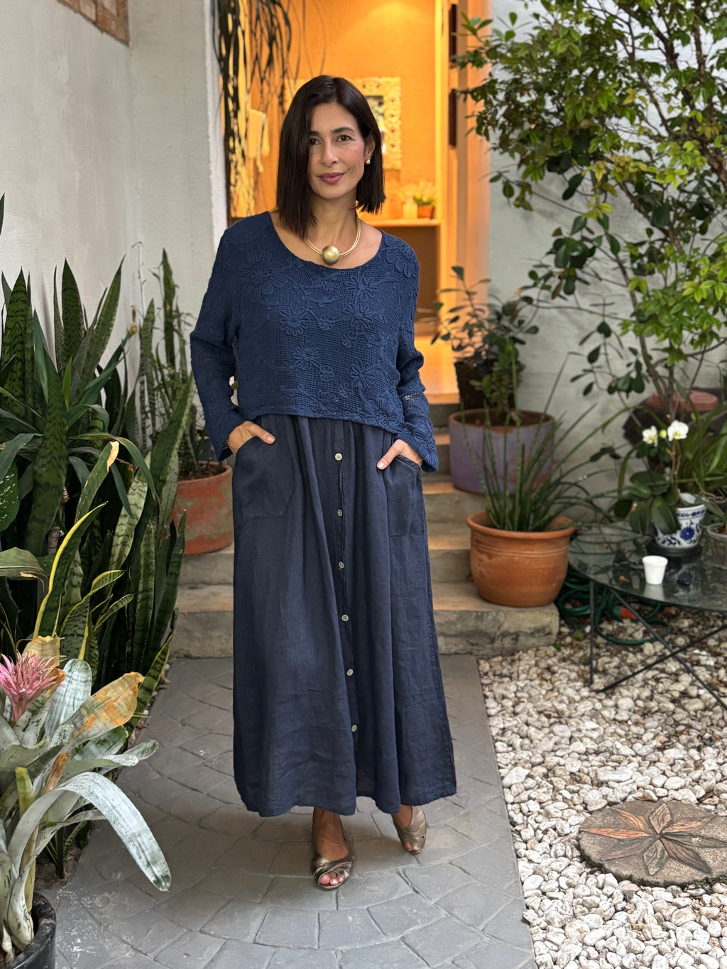 VESTIDO INES BLU SCURO
