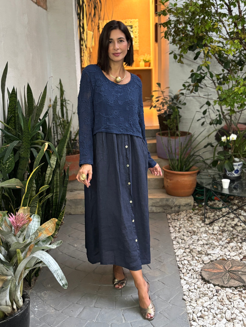 VESTIDO INES BLU SCURO