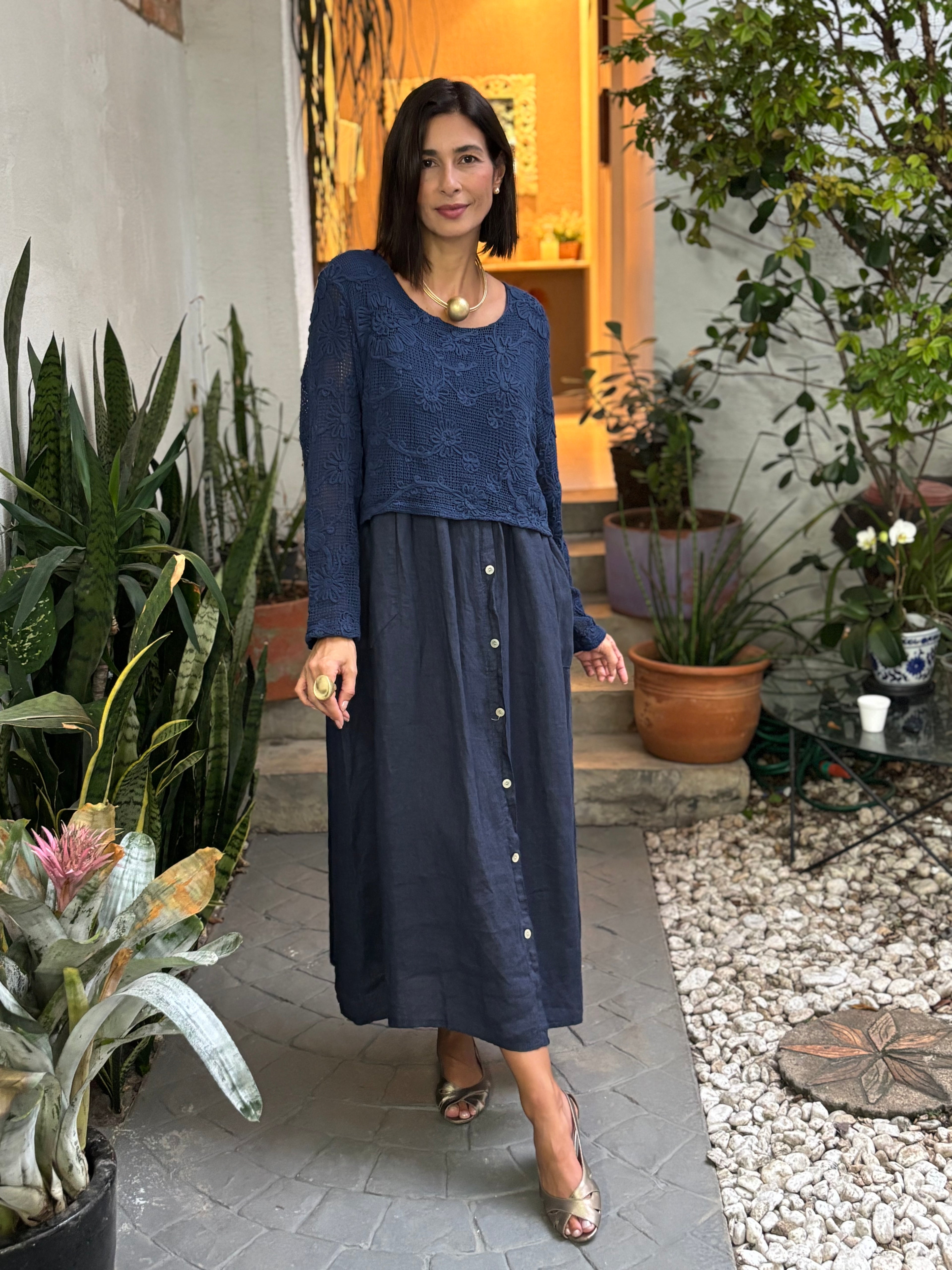 VESTIDO INES BLU SCURO