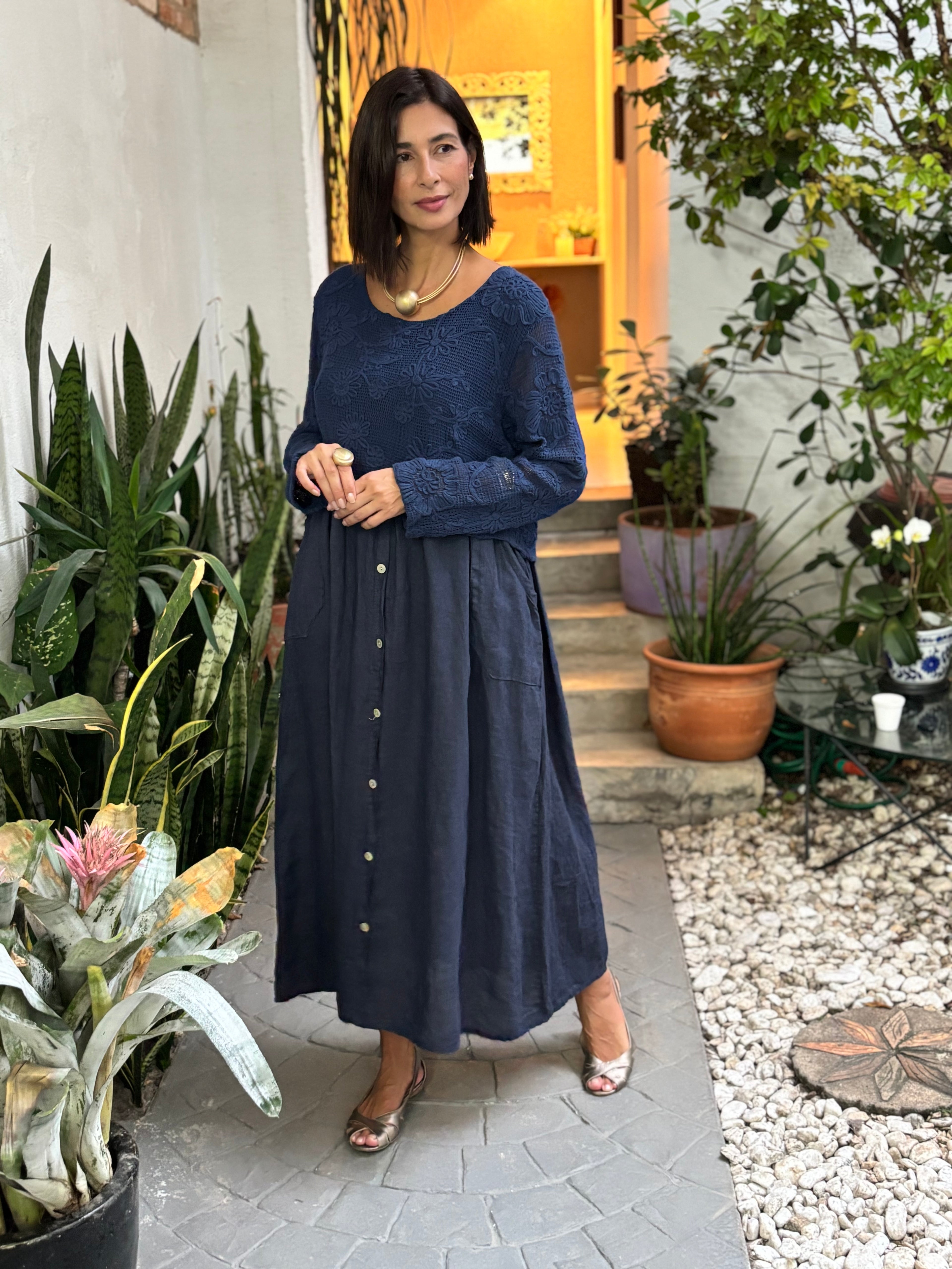 VESTIDO INES BLU SCURO