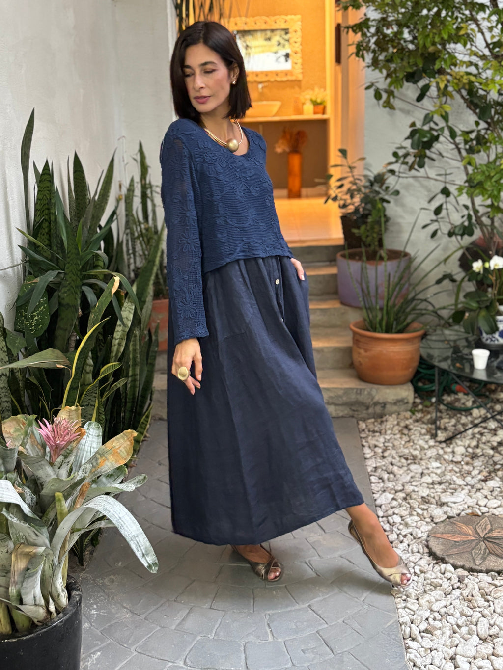 VESTIDO INES BLU SCURO
