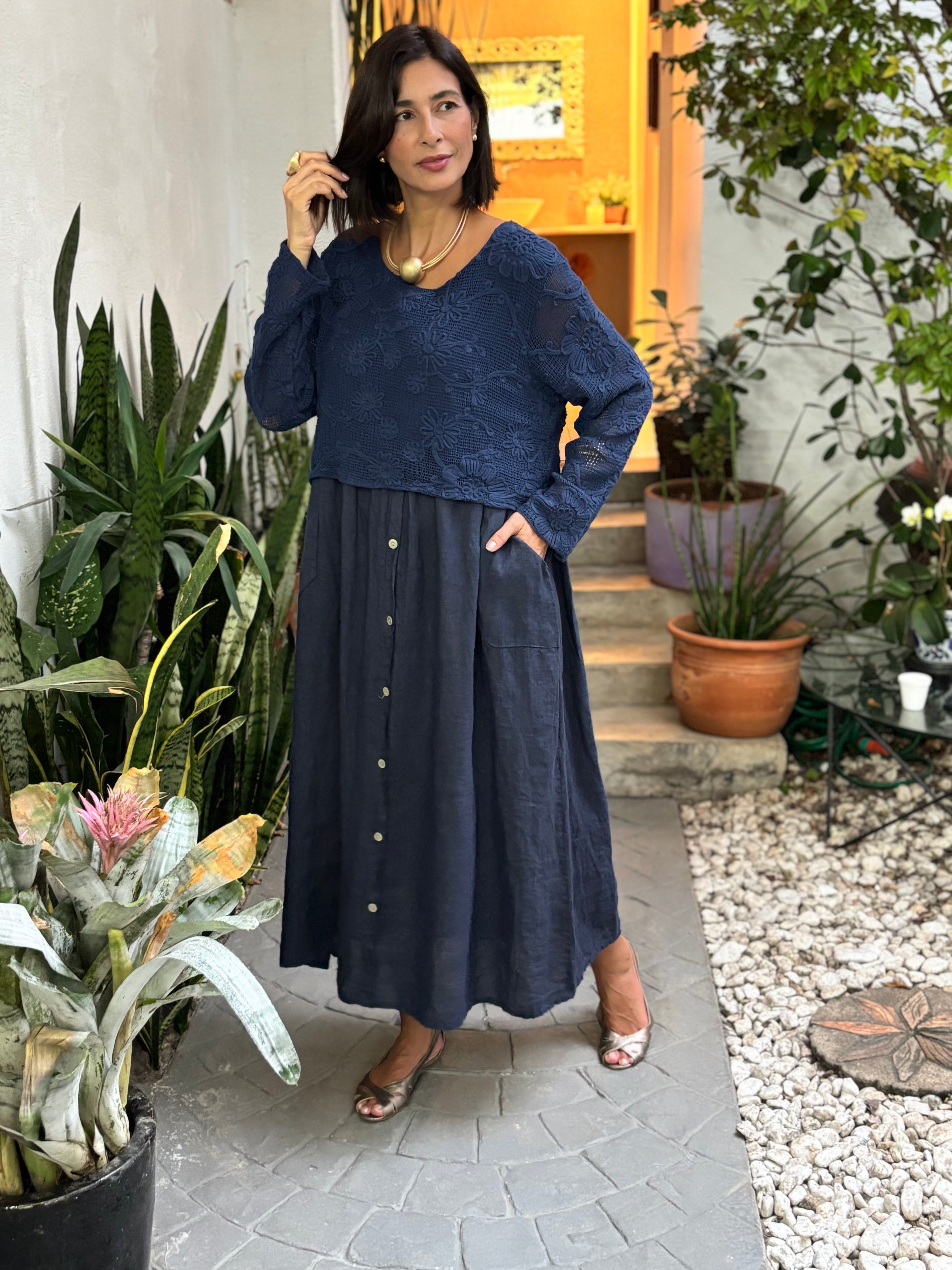 VESTIDO INES BLU SCURO