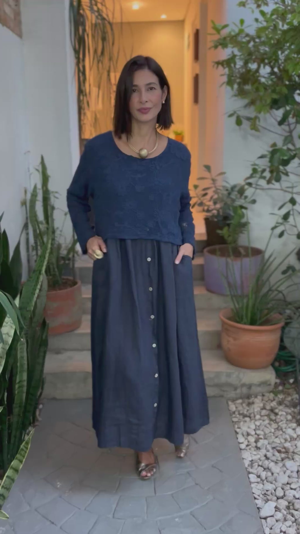 VESTIDO INES BLU SCURO
